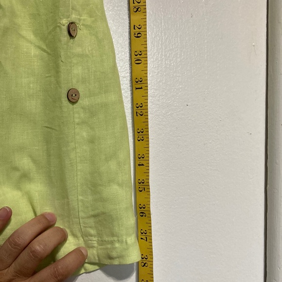 SPIRIT Linen Neon Lime Green Highlighter Drawstring Pants Womens Large - Picture 2 of 13